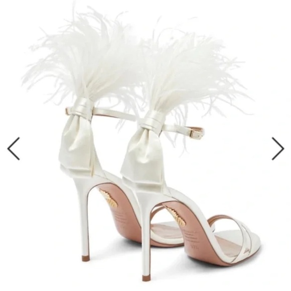 Aquazzura Cream Feathered Concerto Heels Sz 38 - Picture 11 of 16